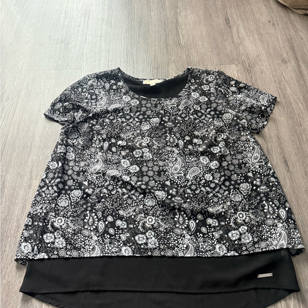 MICHAEL Michael Kors Black and White Floral Blouse